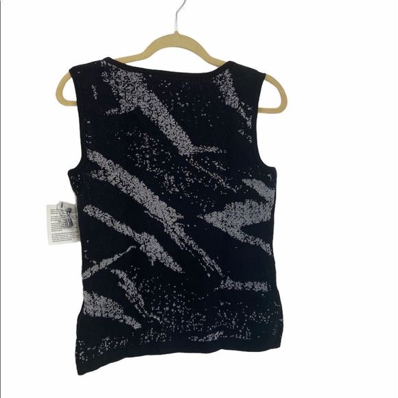Kasper Black/Silver Sleeveless Metallic‎ Square Neck Cami Top - Picture 3 of 10